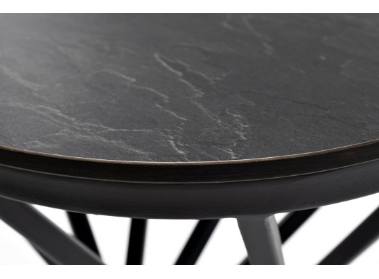 "Сантьяго" журнальный стол из HPL круглый Ø40 H55, каркас из стали темно-серый (RAL 7024), цвет столешницы "серый гранит" в Кургане