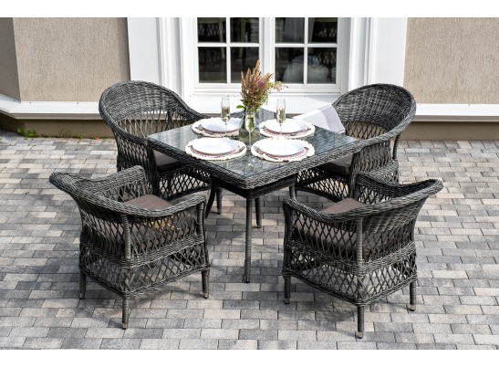 "Сицилия" обеденная группа плетеная, цвет графит в Кургане