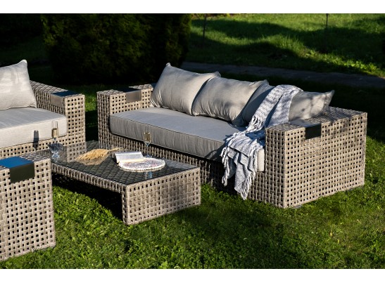 "Тито" лаунж-зона из искусственного ротанга, цвет серый в Кургане