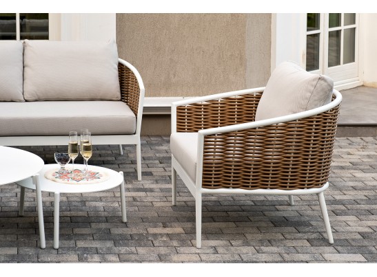 "Тоскана" лаунж-зона из искусственного ротанга, цвет соломенный в Кургане