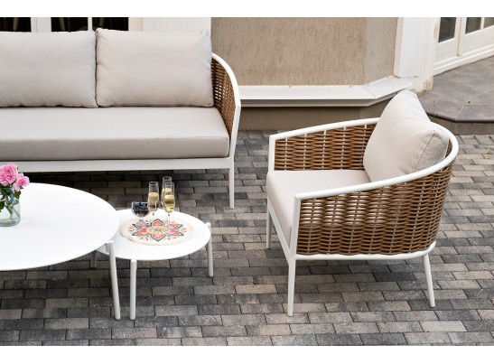 "Тоскана" лаунж-зона из искусственного ротанга, цвет соломенный в Кургане