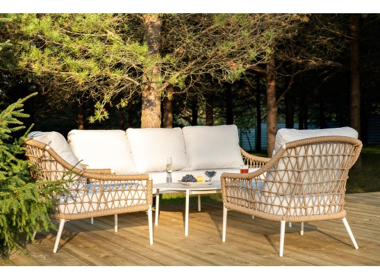 "Венеция" лаунж-зона из искусственного ротанга, цвет соломенный в Кургане