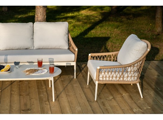 "Венеция" лаунж-зона из искусственного ротанга, цвет соломенный в Кургане