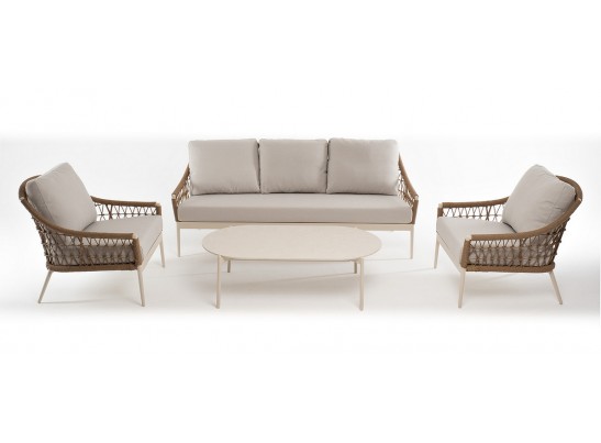 "Венеция" лаунж-зона из искусственного ротанга, цвет соломенный в Кургане