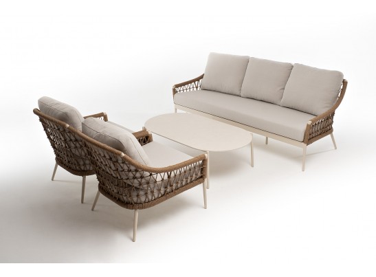 "Венеция" лаунж-зона из искусственного ротанга, цвет соломенный в Кургане