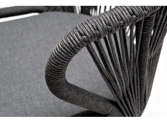 "Венето" обеденная группа на 6 персон со стульями "Милан", каркас темно-серый, роуп темно-серый в Кургане