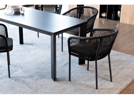 "Венето" обеденная группа на 4 персоны со стульями "Марсель", каркас темно-серый, роуп темно-серый в Кургане