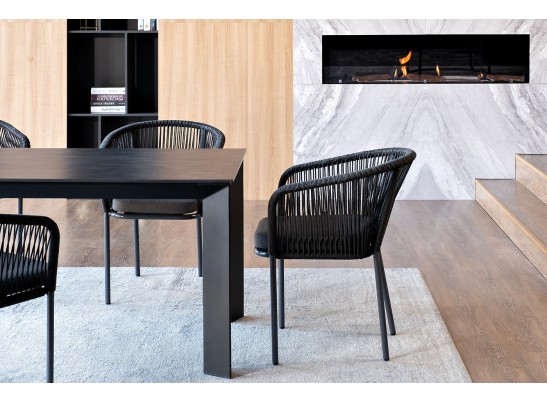 "Венето" обеденная группа на 4 персоны со стульями "Марсель", каркас темно-серый, роуп темно-серый в Кургане