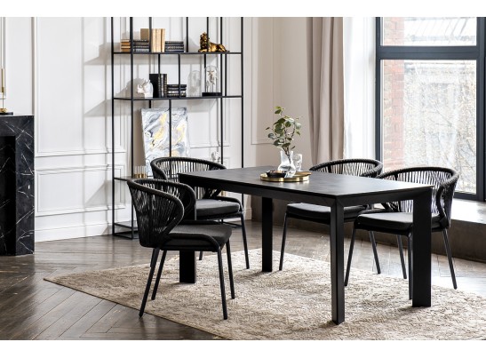 "Венето" обеденная группа на 4 персоны со стульями "Милан", каркас темно-серый, роуп темно-серый в Кургане