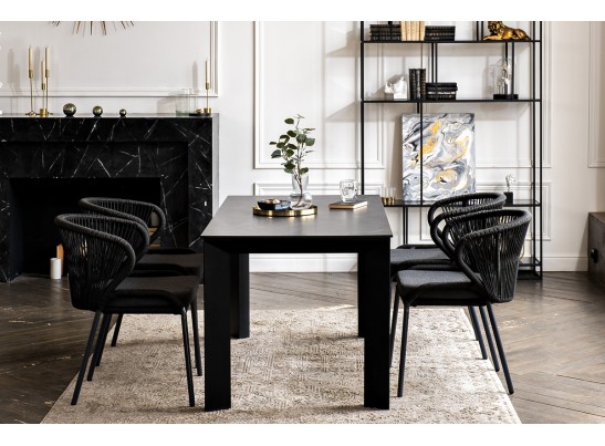 "Венето" обеденная группа на 4 персоны со стульями "Милан", каркас темно-серый, роуп темно-серый в Кургане