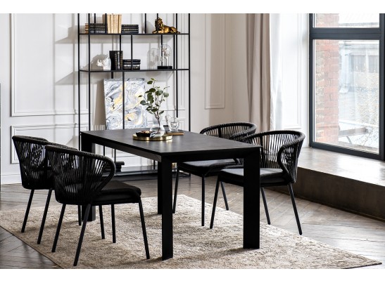 "Венето" обеденная группа на 4 персоны со стульями "Милан", каркас темно-серый, роуп темно-серый в Кургане