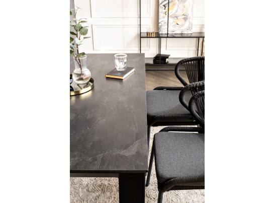 "Венето" обеденная группа на 4 персоны со стульями "Милан", каркас темно-серый, роуп темно-серый в Кургане