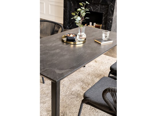 "Венето" обеденная группа на 4 персоны со стульями "Милан", каркас темно-серый, роуп темно-серый в Кургане