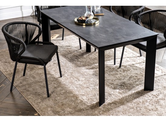 "Венето" обеденная группа на 4 персоны со стульями "Милан", каркас темно-серый, роуп темно-серый в Кургане