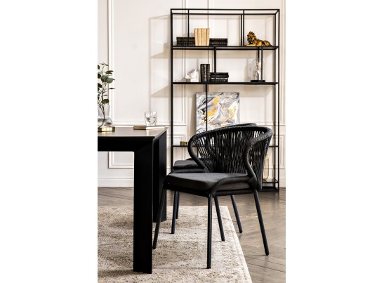 "Венето" обеденная группа на 4 персоны со стульями "Милан", каркас темно-серый, роуп темно-серый в Кургане