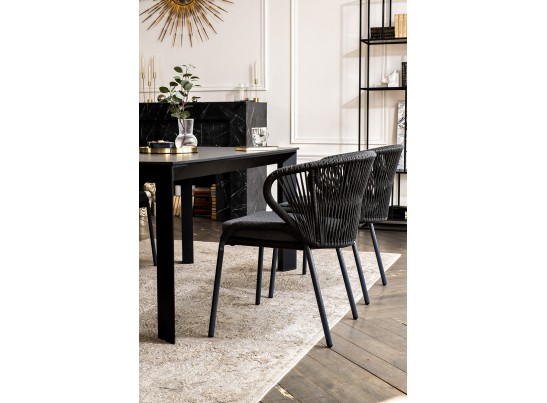 "Венето" обеденная группа на 4 персоны со стульями "Милан", каркас темно-серый, роуп темно-серый в Кургане