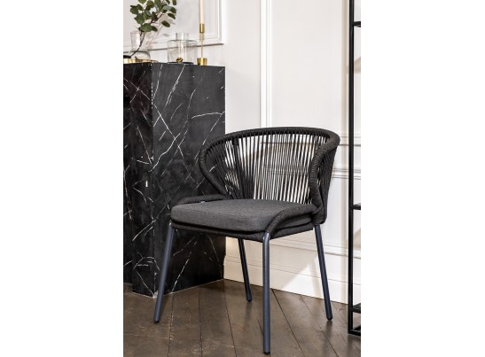 "Венето" обеденная группа на 4 персоны со стульями "Милан", каркас темно-серый, роуп темно-серый в Кургане