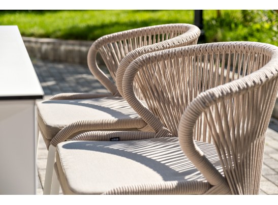 "Венето" обеденная группа на 6 персон со стульями "Милан", каркас белый, роуп бежевый в Кургане