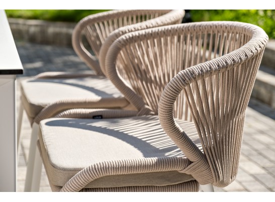 "Венето" обеденная группа на 6 персон со стульями "Милан", каркас белый, роуп бежевый в Кургане