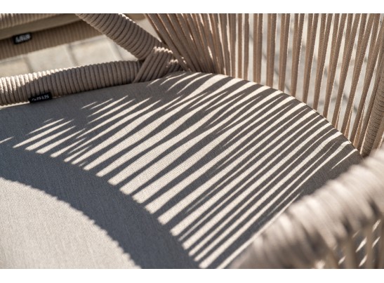 "Венето" обеденная группа на 6 персон со стульями "Милан", каркас белый, роуп бежевый в Кургане