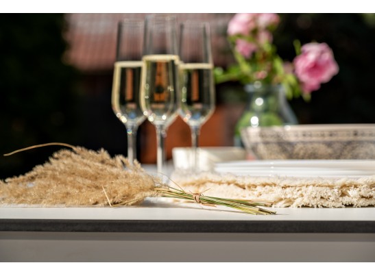 "Венето" обеденная группа на 6 персон со стульями "Милан", каркас белый, роуп бежевый в Кургане