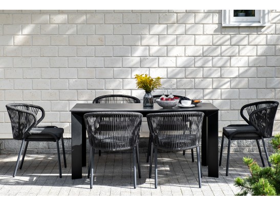 "Венето" обеденный стол из HPL 160х80см, цвет "серый гранит", каркас черный в Кургане