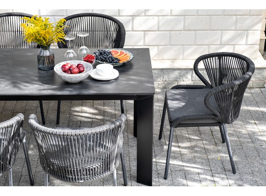 "Венето" обеденный стол из HPL 160х80см, цвет "серый гранит", каркас черный в Кургане