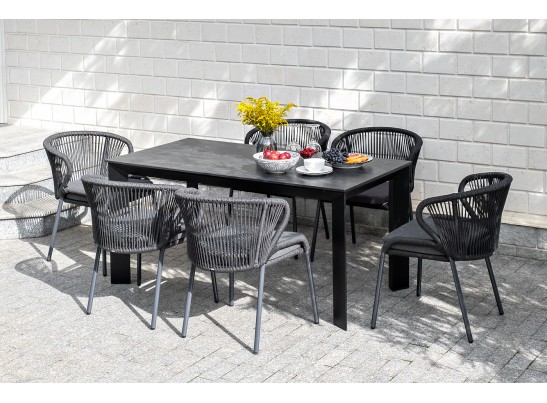 "Венето" обеденный стол из HPL 160х80см, цвет "серый гранит", каркас черный в Кургане