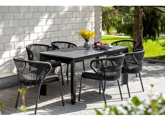 "Венето" обеденный стол из HPL 160х80см, цвет "серый гранит", каркас черный в Кургане