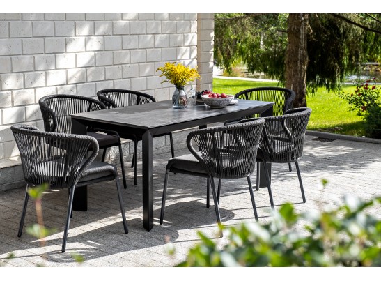 "Венето" обеденный стол из HPL 160х80см, цвет "серый гранит", каркас черный в Кургане