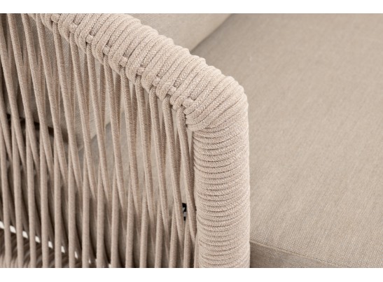 "Верона" кресло плетеное из роупа, каркас алюминий белый муар, роуп бежевый круглый, ткань бежевая 052 в Кургане