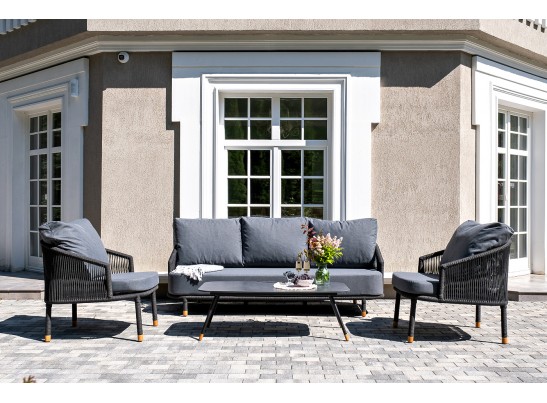 "Верона" лаунж-зона 5-местная плетеная из роупа (веревки), каркас алюминиевый темно-серый, роуп темно-серый в Кургане