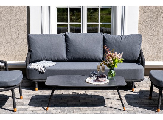 "Верона" лаунж-зона 5-местная плетеная из роупа (веревки), каркас алюминиевый темно-серый, роуп темно-серый в Кургане