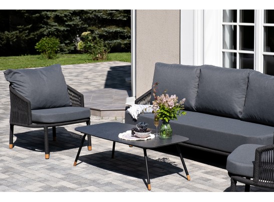 "Верона" лаунж-зона 5-местная плетеная из роупа (веревки), каркас алюминиевый темно-серый, роуп темно-серый в Кургане