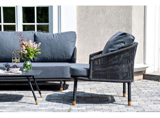 "Верона" лаунж-зона 5-местная плетеная из роупа (веревки), каркас алюминиевый темно-серый, роуп темно-серый в Кургане