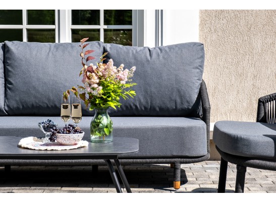 "Верона" лаунж-зона 5-местная плетеная из роупа (веревки), каркас алюминиевый темно-серый, роуп темно-серый в Кургане