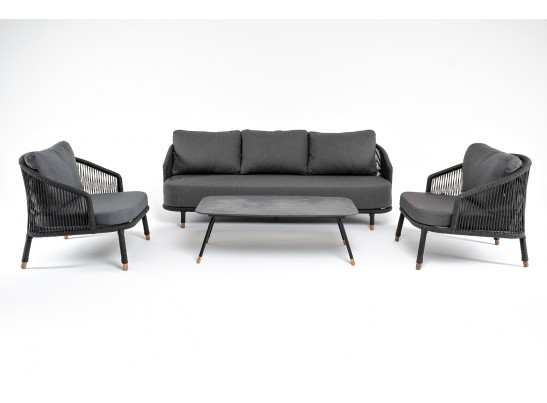 "Верона" лаунж-зона 5-местная плетеная из роупа (веревки), каркас алюминиевый темно-серый, роуп темно-серый в Кургане