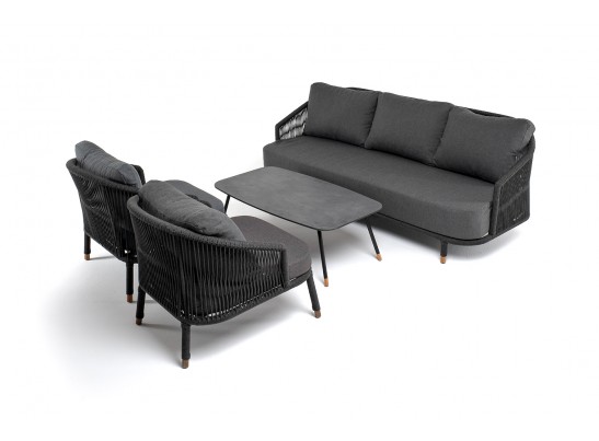 "Верона" лаунж-зона 5-местная плетеная из роупа (веревки), каркас алюминиевый темно-серый, роуп темно-серый в Кургане