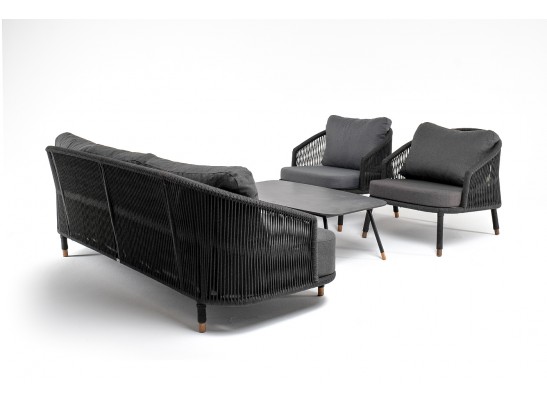 "Верона" лаунж-зона 5-местная плетеная из роупа (веревки), каркас алюминиевый темно-серый, роуп темно-серый в Кургане