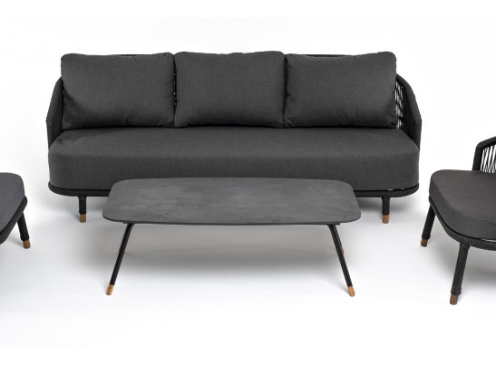 "Верона" лаунж-зона 5-местная плетеная из роупа (веревки), каркас алюминиевый темно-серый, роуп темно-серый в Кургане