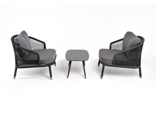 "Верона" лаунж-зона 5-местная плетеная из роупа (веревки), каркас алюминиевый темно-серый, роуп темно-серый в Кургане