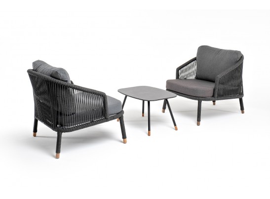 "Верона" лаунж-зона 5-местная плетеная из роупа (веревки), каркас алюминиевый темно-серый, роуп темно-серый в Кургане