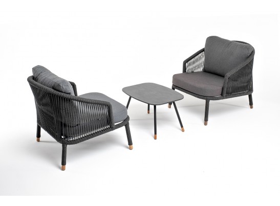 "Верона" лаунж-зона 5-местная плетеная из роупа (веревки), каркас алюминиевый темно-серый, роуп темно-серый в Кургане