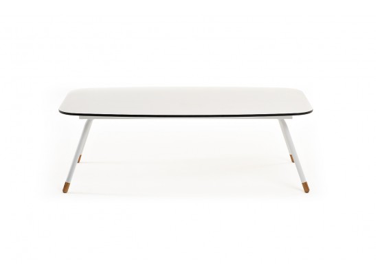 "Верона" журнальный стол из HPL 120х65, H40, каркас белый муар, цвет столешницы "молочный" в Кургане