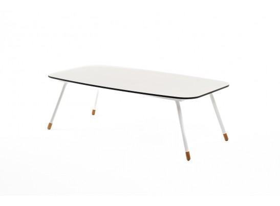 "Верона" журнальный стол из HPL 120х65, H40, каркас белый муар, цвет столешницы "молочный" в Кургане