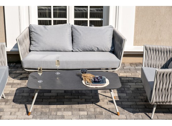 "Верона" журнальный стол из HPL 120х65, H40, каркас светло-серый (RAL 7035) муар, цвет столешницы "серый гранит" в Кургане