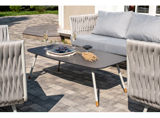 "Верона" журнальный стол из HPL 120х65, H40, каркас светло-серый (RAL 7035) муар, цвет столешницы "серый гранит" в Кургане