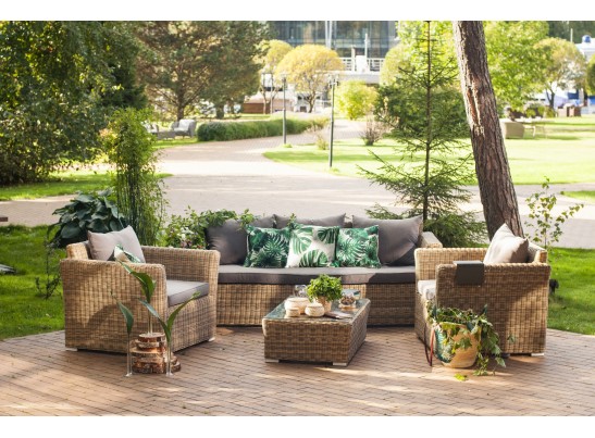 "Капучино" диван из искусственного ротанга трехместный, цвет соломенный в Кургане