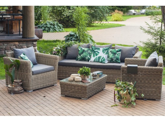 "Капучино" диван из искусственного ротанга трехместный, цвет соломенный в Кургане