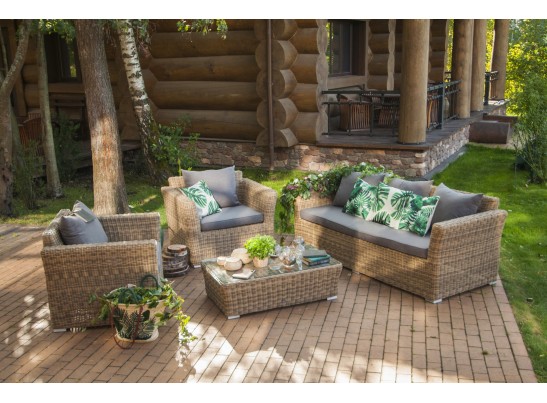 "Капучино" лаунж-зона из искусственного ротанга, цвет соломенный в Кургане